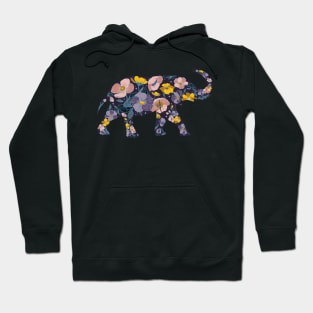 Floral Elephant Silhouette - Blue Hoodie